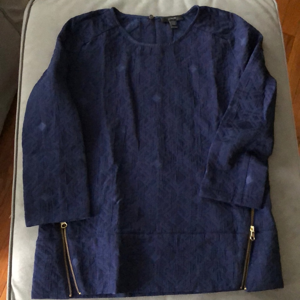 J Crew Navy Zipper Top